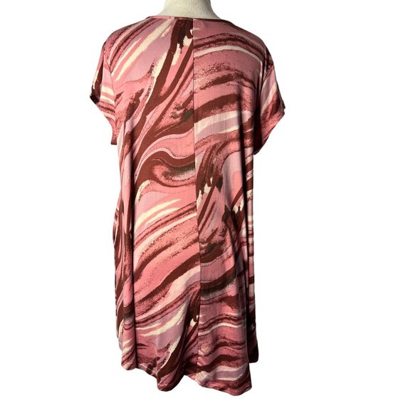 Vibe Sportswear Dress Women's size 2X Pink Mauve Marbled Short Sleeve Pocket Min - Picture 6 of 12